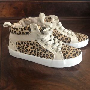 Girls Gap leopard high top sneakers size 11